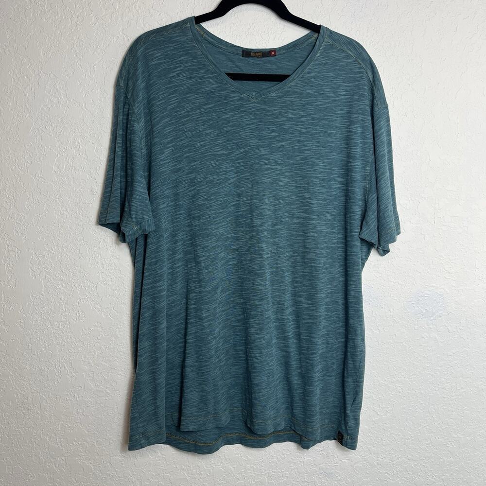 Agave Denim Shirt standard fit Green T-Shirt V-neck Size XL, cotton blend casual